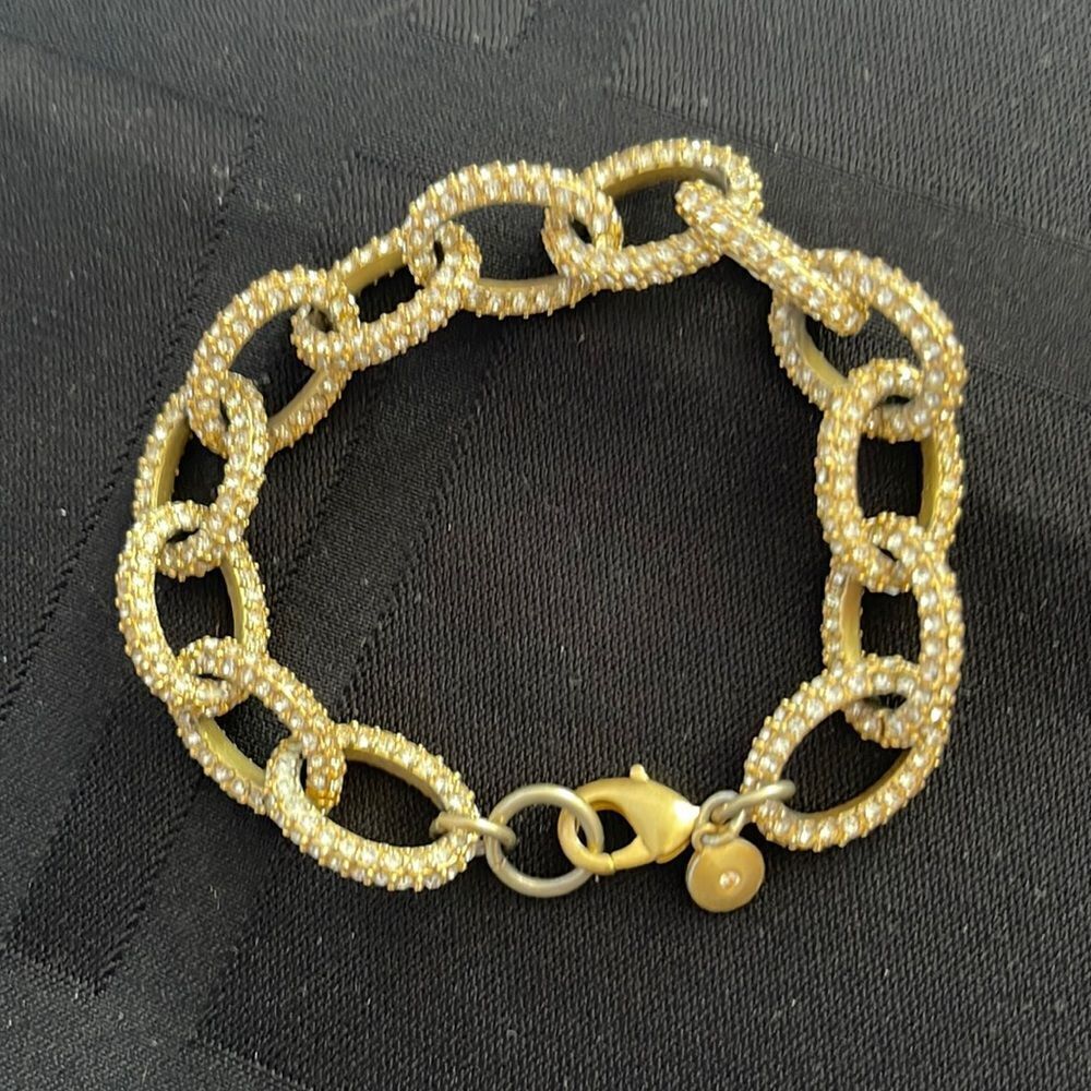 J. Crew gold/crystal chain bracelet. Lobster clasp. 7 inches.